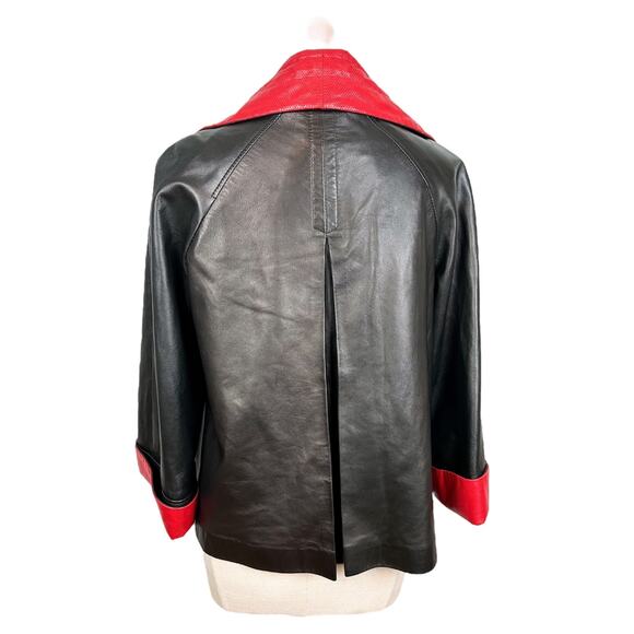 Rivorossi Genuine Leather Wide Sleeve Two Tone Jacket - Picture 6 of 11